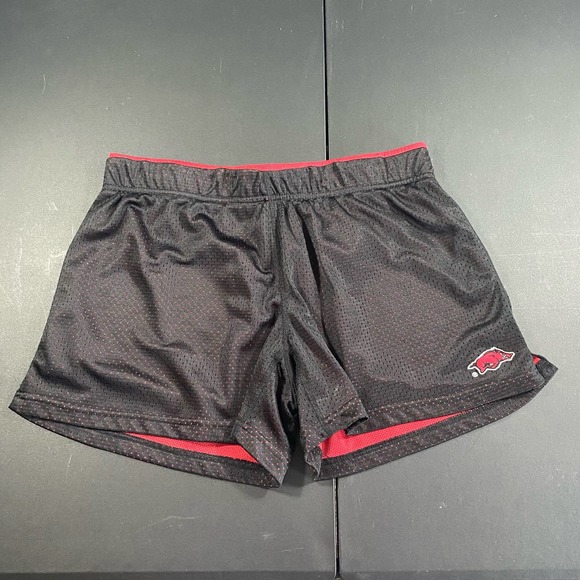 Arkansas Razorbacks mesh XL athletic shorts black red logo basketball gym run - Picture 1 of 8